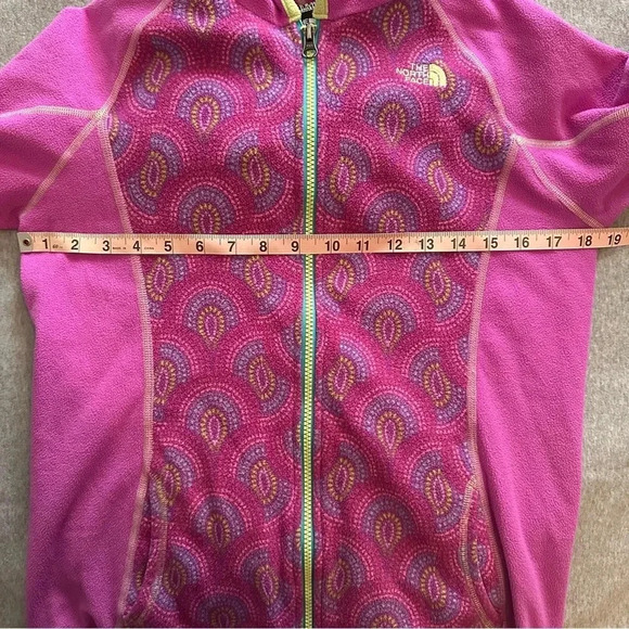 The North Face Girls Printed Hooded Fleece Jacket Pink Multicolor Sz XL - Picture 4 of 6